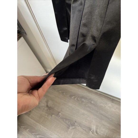 Zara Satin High Rise Split Hem Leggings Womens Medium Black - Picture 3 of 8